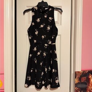 Floral Sleeveless Black Dress